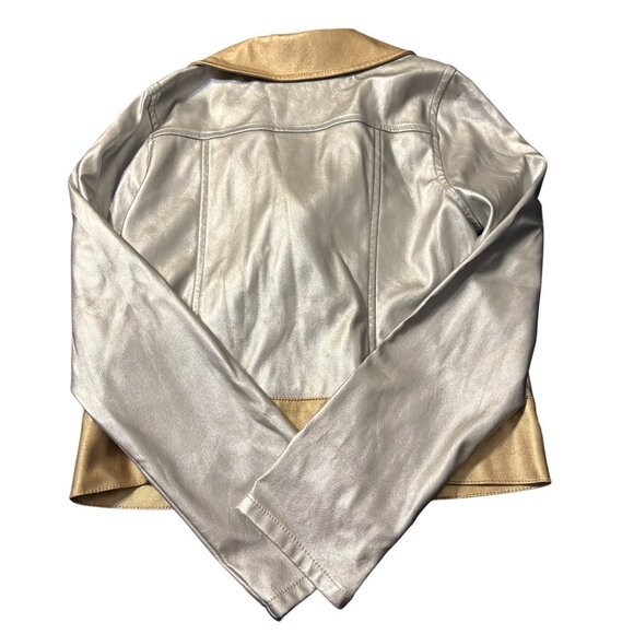 D-Signed Disney Metallic Silver & Gold Faux Leather Jacket S 7/8 Girls - Picture 5 of 5